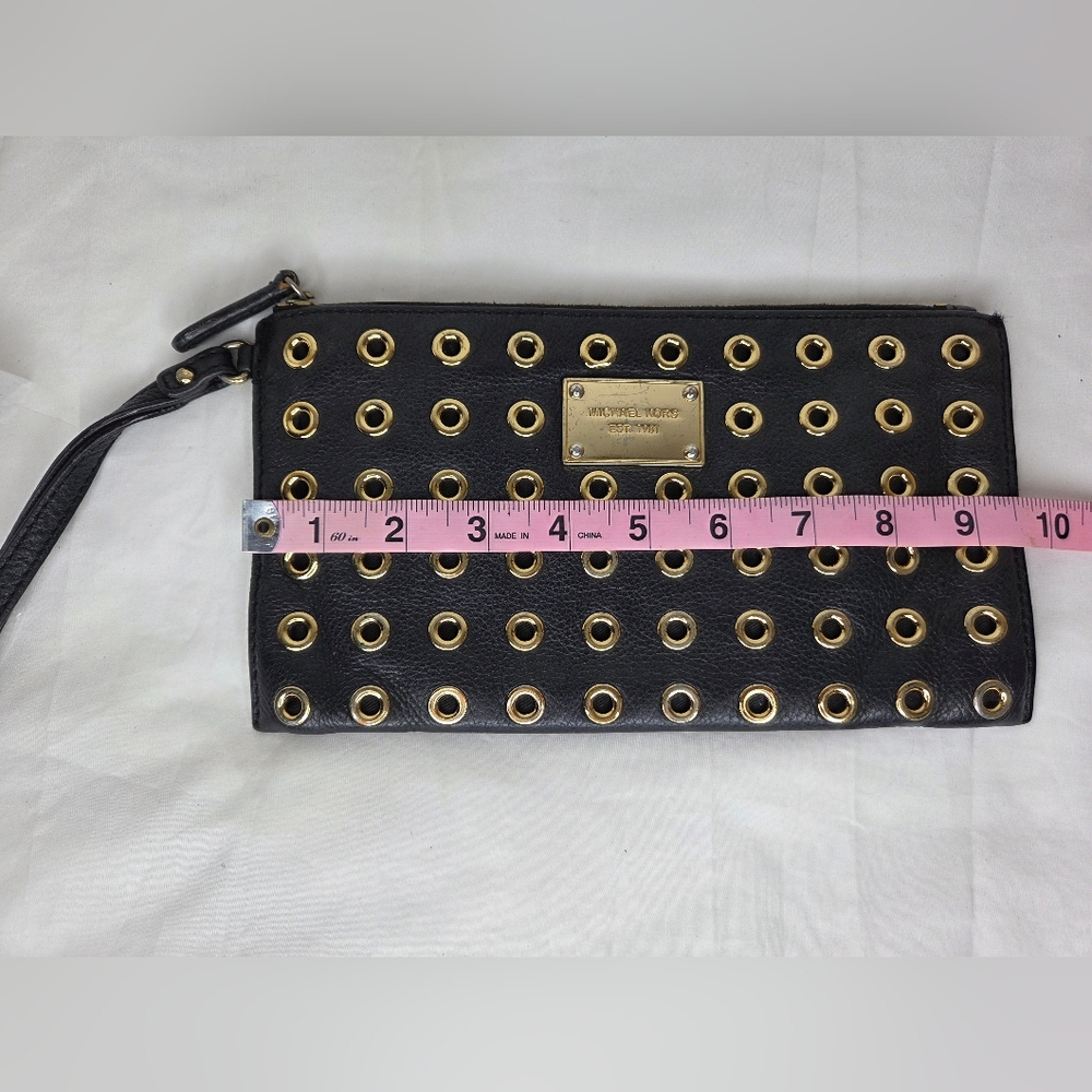 MICHAEL Michael Kors Black Wristlet Clutch with Gold Eyelet Hardware - Picture 11 of 11